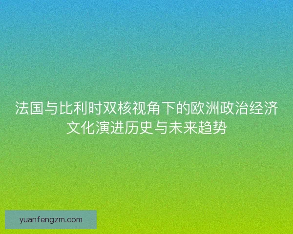 法国与比利时双核视角下的欧洲政治经济文化演进历史与未来趋势
