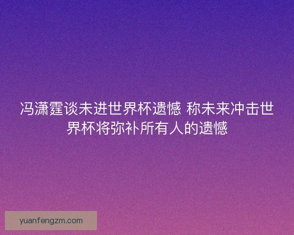 冯潇霆谈未进世界杯遗憾 称未来冲击世界杯将弥补所有人的遗憾