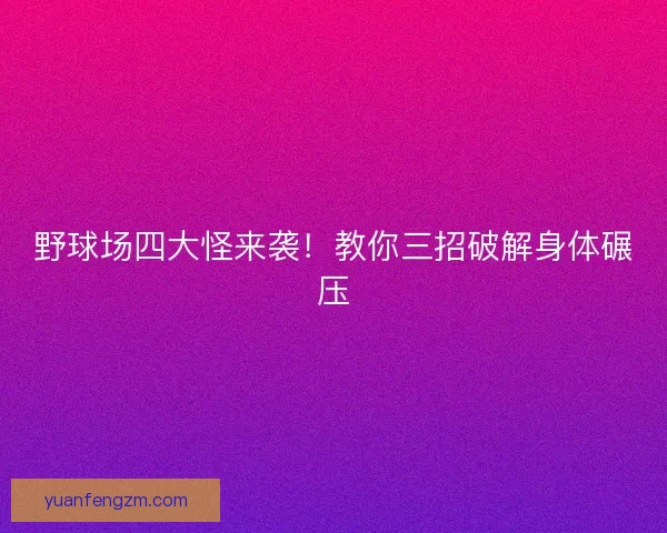 野球场四大怪来袭！教你三招破解身体碾压