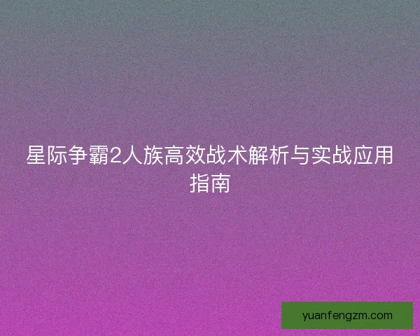 星际争霸2人族高效战术解析与实战应用指南