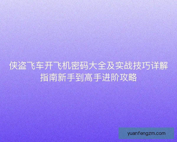 侠盗飞车开飞机密码大全及实战技巧详解指南新手到高手进阶攻略